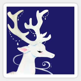 White Winter Stag Watercolor Illustration Magnet